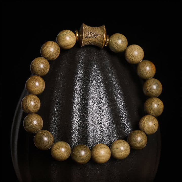 Buddha Stones Bracciale da meditazione con perline rotonde in legno di sandalo verde - image 11