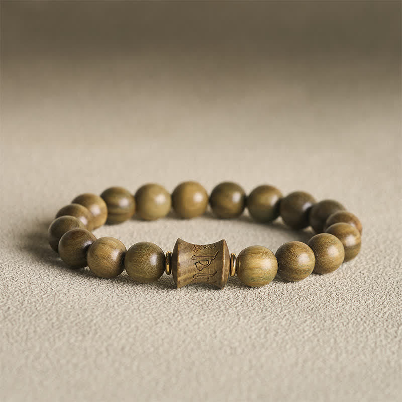 Buddha Stones Bracciale da meditazione con perline rotonde in legno di sandalo verde - 10 mm - image 8