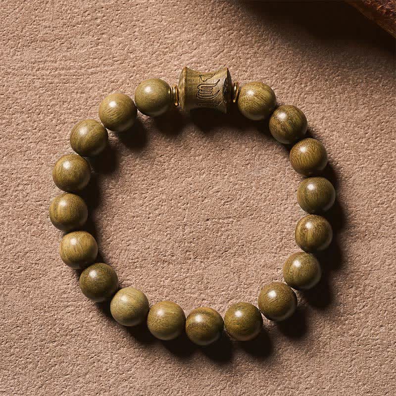 Buddha Stones Bracciale da meditazione con perline rotonde in legno di sandalo verde - image 10