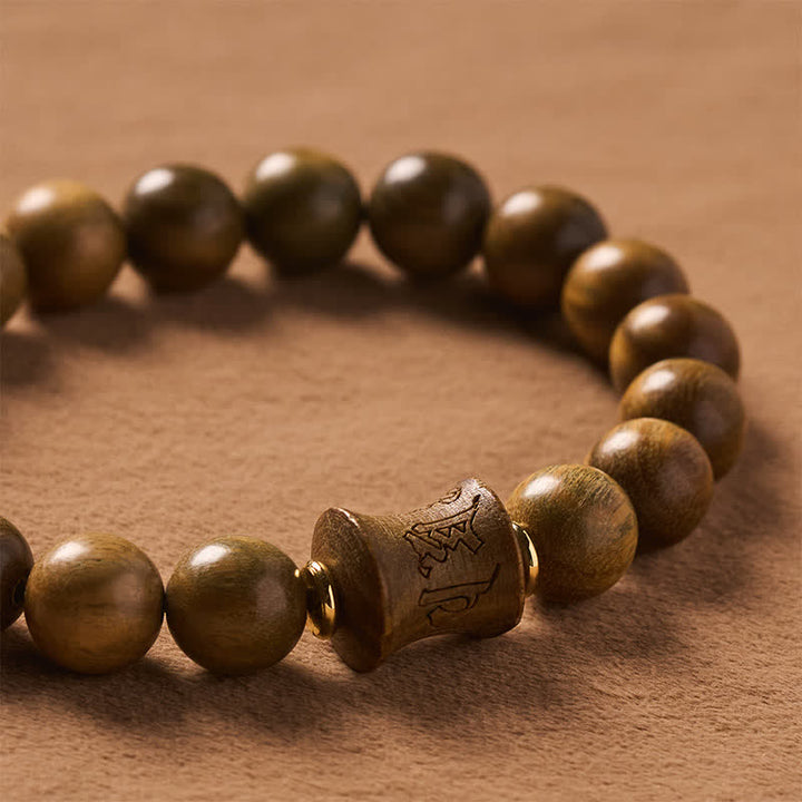 Buddha Stones Bracciale da meditazione con perline rotonde in legno di sandalo verde - image 12