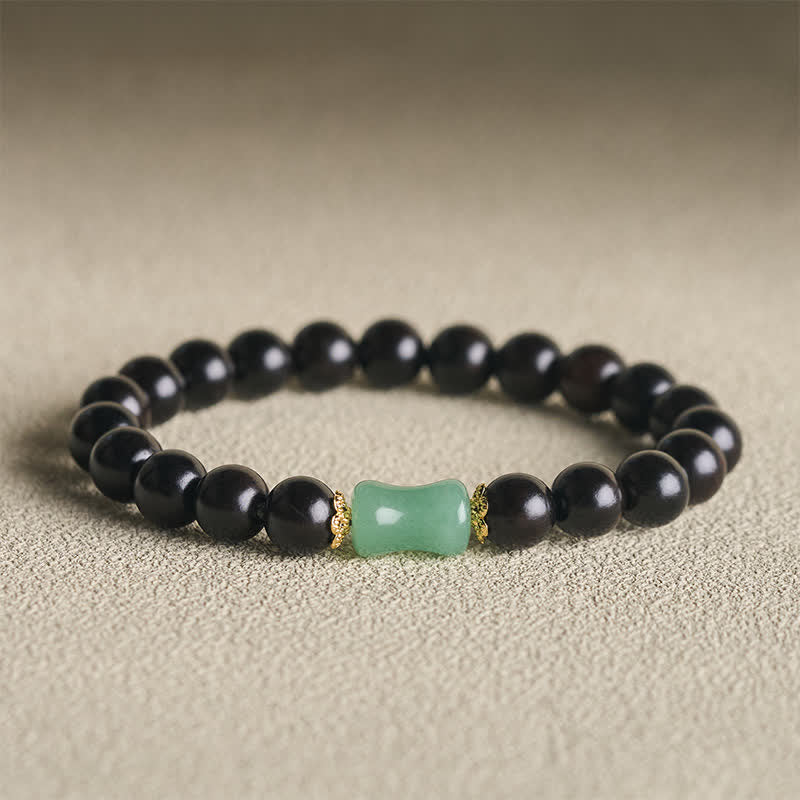 Buddha Stones Bracciale unisex in legno di ebano, sandalo verde con venature naturali. - Legno d'ebano (Equilibrio ♥ Calma) - image 0
