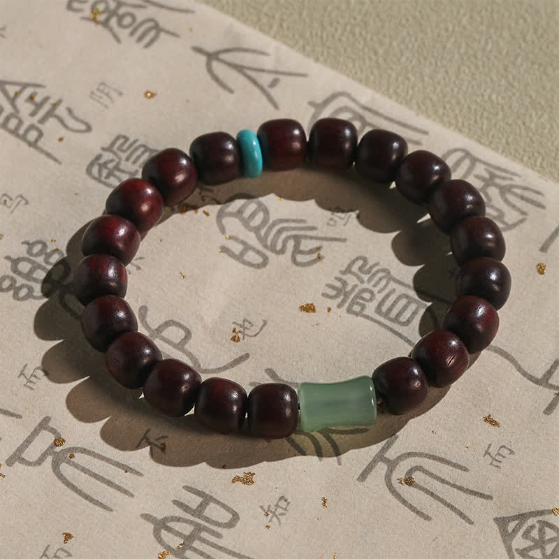 Buddha Stones Bracciale protettivo vintage in legno di sandalo rosso, ebano e bambù - image 3