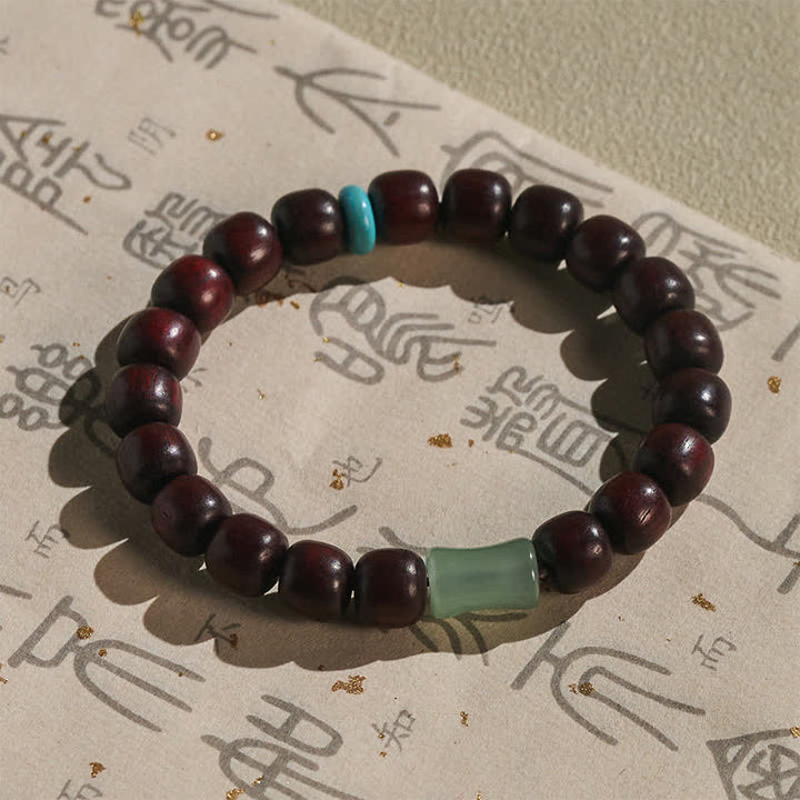 Buddha Stones Bracciale protettivo vintage in legno di sandalo rosso, ebano e bambù - image 3