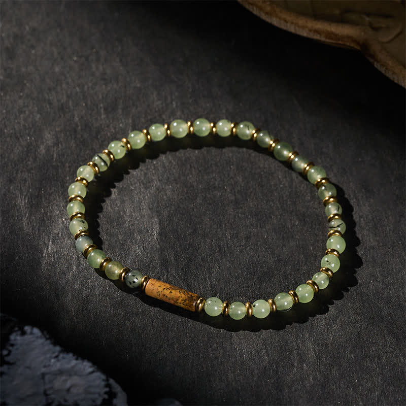 Buddha Stones Bracciale rotondo con perline di diaspro e agata verde a forma di uva - image 1