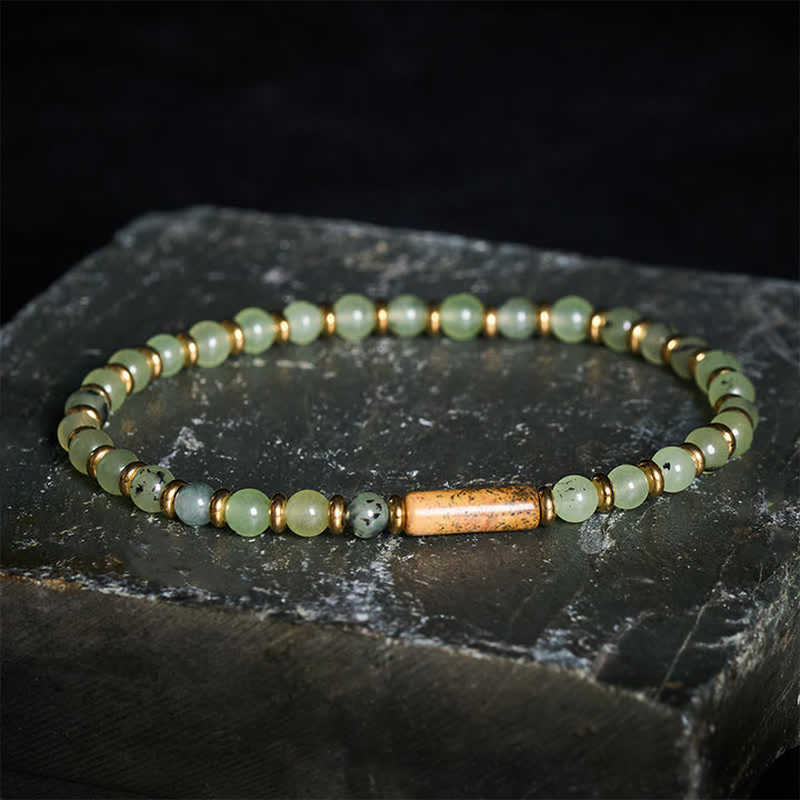 Buddha Stones Bracciale rotondo con perline di diaspro e agata verde a forma di uva - image 2
