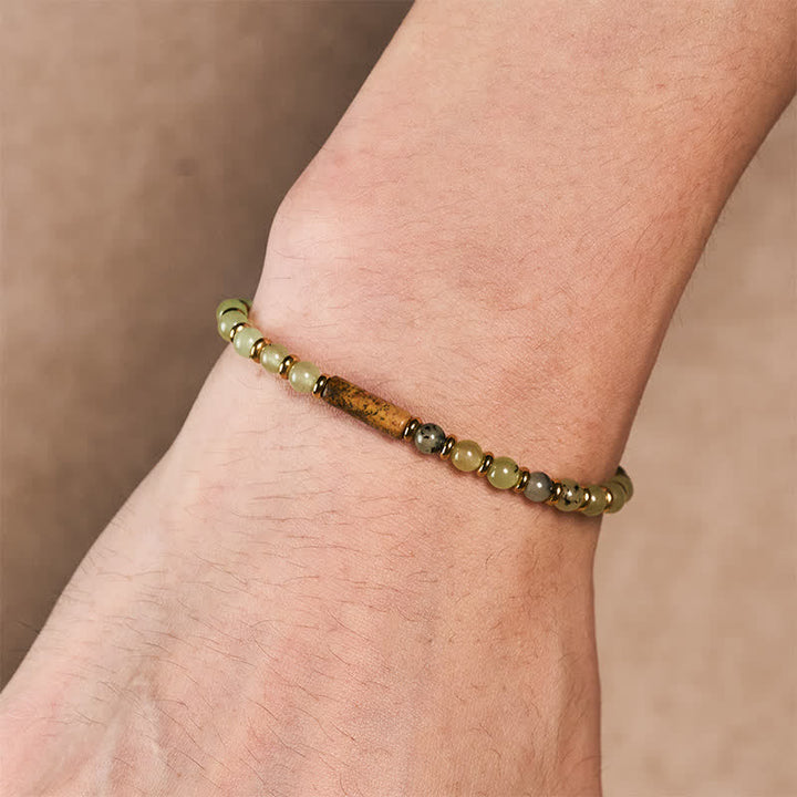 Buddha Stones Bracciale rotondo con perline di diaspro e agata verde a forma di uva - image 3