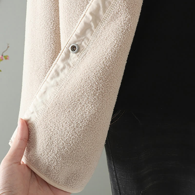 Buddha Stones Giacca invernale casual da donna con colletto alla coreana e tasche, stile Tang, tinta unita. - image 12