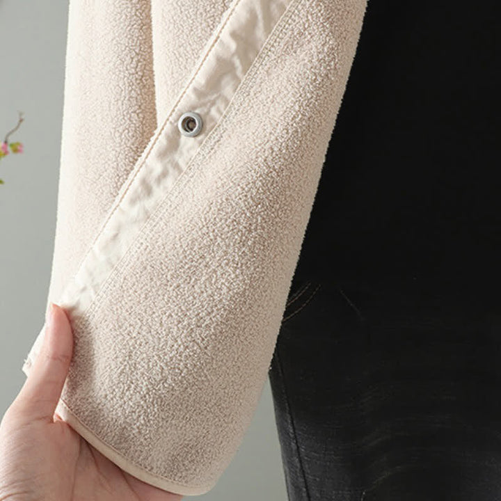 Buddha Stones Giacca invernale casual da donna con colletto alla coreana e tasche, stile Tang, tinta unita. - image 12