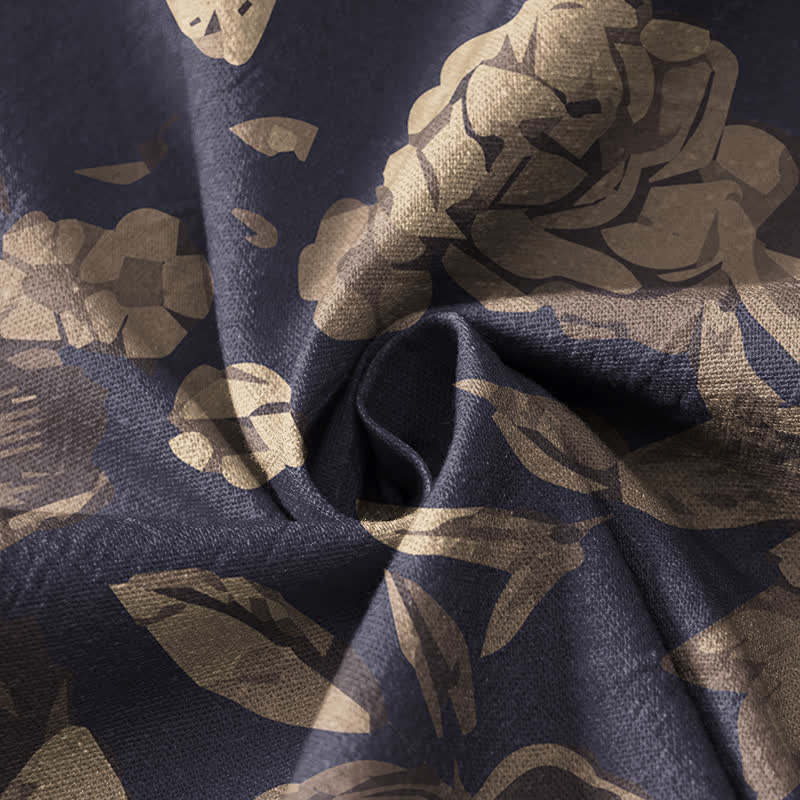 Buddha Stones Camicia da donna a maniche lunghe in cotone stile Hanfu con stampa floreale vintage, scollo a V e allacciatura a lacci. - image 4