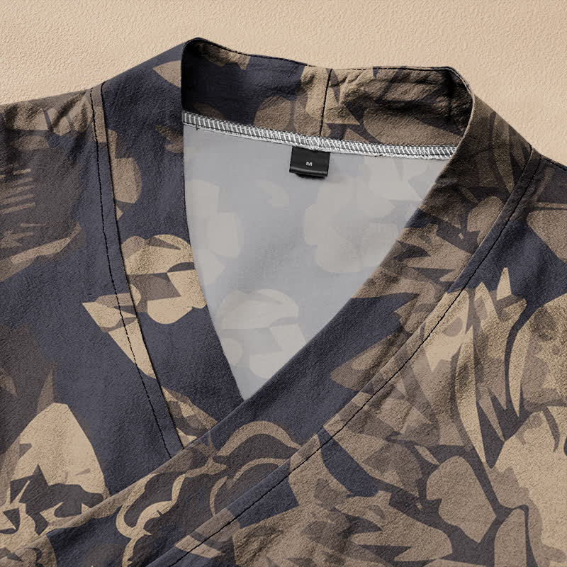 Buddha Stones Camicia da donna a maniche lunghe in cotone stile Hanfu con stampa floreale vintage, scollo a V e allacciatura a lacci. - image 2
