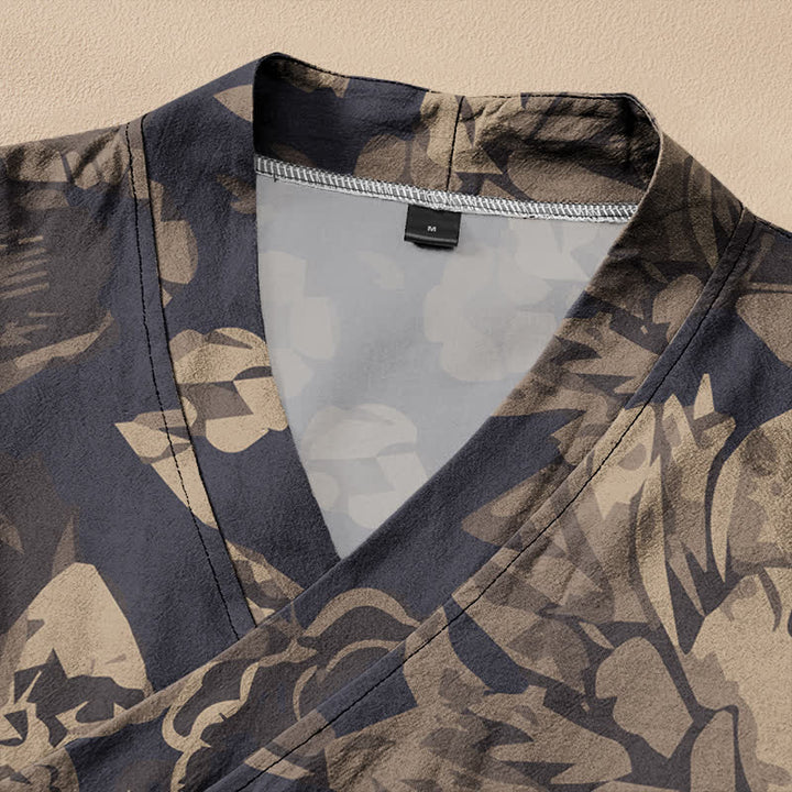 Buddha Stones Camicia da donna a maniche lunghe in cotone stile Hanfu con stampa floreale vintage, scollo a V e allacciatura a lacci. - image 2