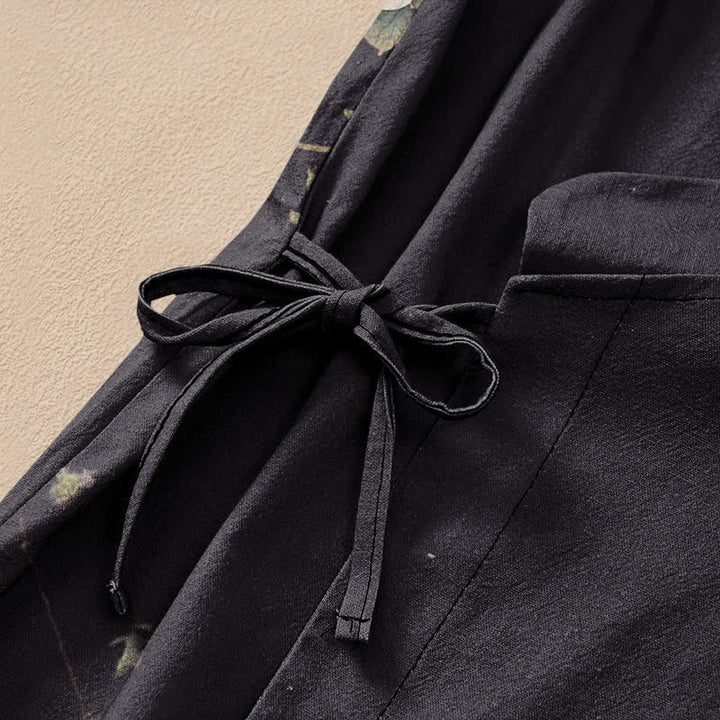 Buddha Stones Kimono da donna a maniche lunghe con scollo a V e allacciatura, in cotone con motivo floreale orientale. - image 3