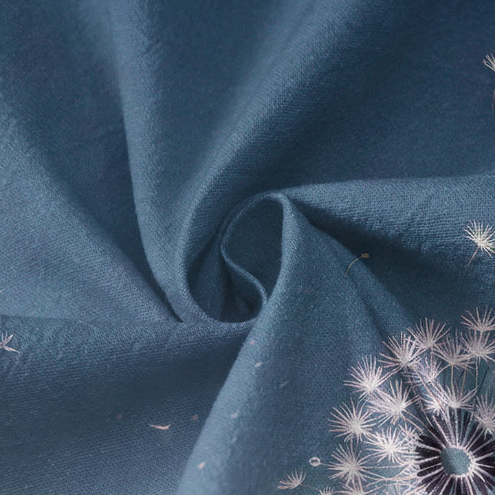 Buddha Stones Kimono da donna a maniche lunghe, stile Hanfu, con scollo a V e allacciatura, in cotone con stampa di tarassaco e gatto. - image 4
