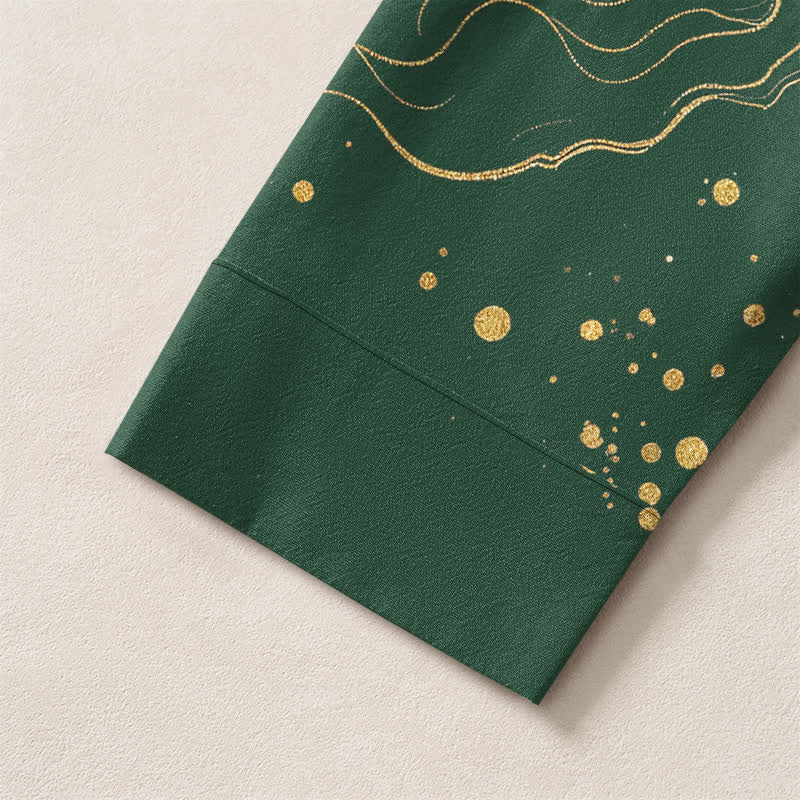 Buddha Stones Camicia da uomo a maniche lunghe con scollo a V e bottoni, in cotone, con motivo floreale a gru. - image 19
