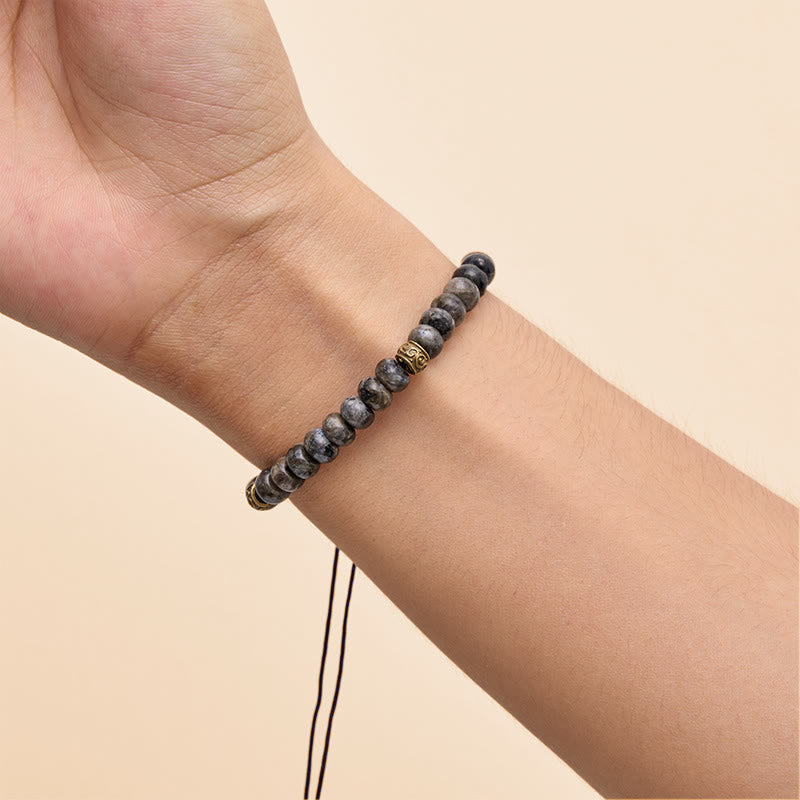 Buddha Stones Bracciale vintage con perline abaco e pietra di luna nera, intuizione - image 9