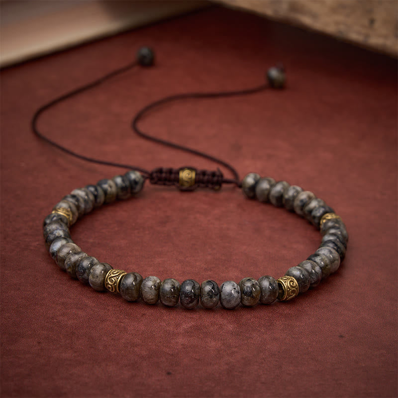Buddha Stones Bracciale vintage con perline abaco e pietra di luna nera, intuizione - image 3