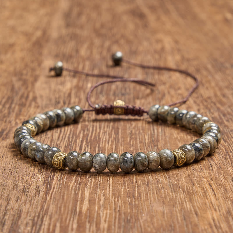 Buddha Stones Bracciale vintage con perline abaco e pietra di luna nera, intuizione - image 1