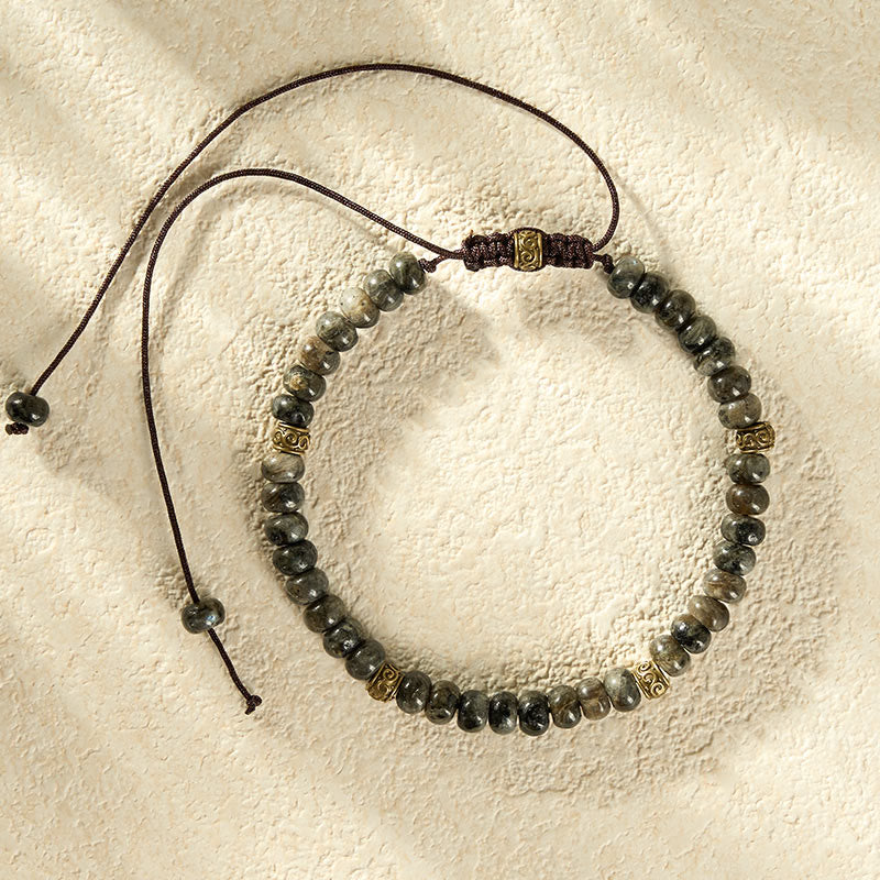Buddha Stones Bracciale vintage con perline abaco e pietra di luna nera, intuizione - image 8