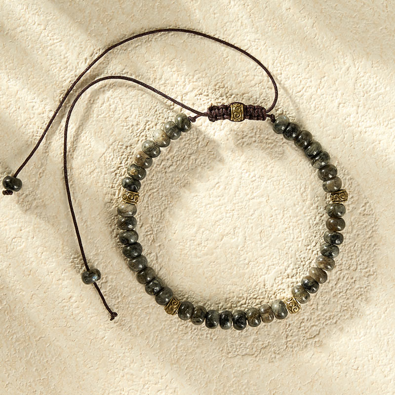 Buddha Stones Bracciale vintage con perline abaco e pietra di luna nera, intuizione - image 9