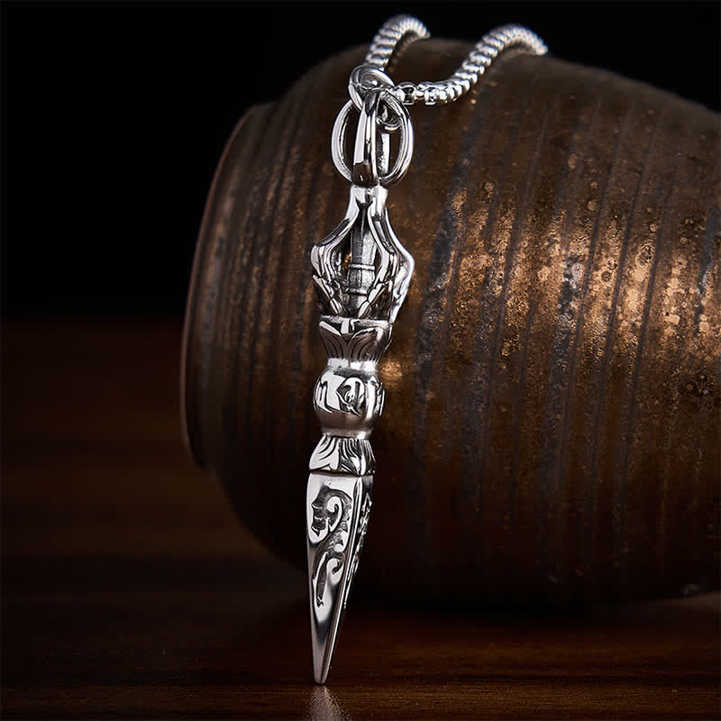 Buddha Stones Collana vintage con ciondolo Vajra in acciaio al titanio, simbolo di potere spirituale. - image 1