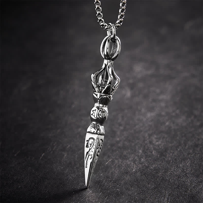 Buddha Stones Collana vintage con ciondolo Vajra in acciaio al titanio, simbolo di potere spirituale. - Vajra - image 0