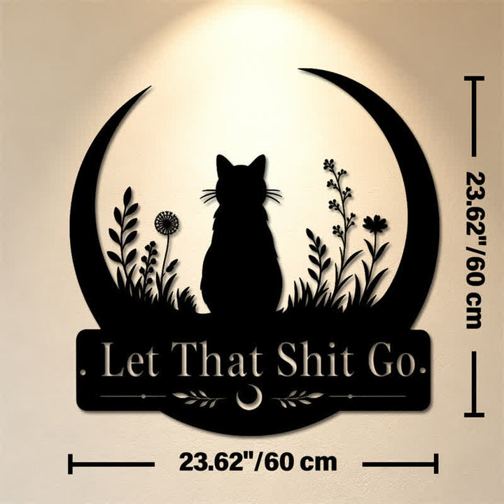 Buddha Stones Decorazione da parete in metallo Crescent Moon Cat "Let That Shit Go" - Circa 60 cm x 60 cm x 0,12 cm / 23,62 pollici x 23,62 pollici x 0,05 pollici - image 12