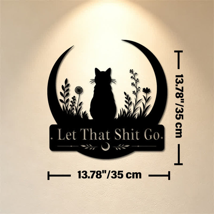 Buddha Stones Decorazione da parete in metallo Crescent Moon Cat "Let That Shit Go" - Circa 35 cm x 35 cm x 0,1 cm / 13,78 pollici x 13,78 pollici x 0,04 pollici - image 6