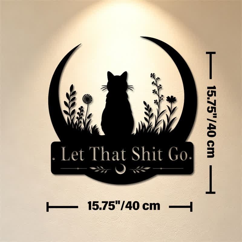Buddha Stones Decorazione da parete in metallo Crescent Moon Cat "Let That Shit Go" - Circa 40 cm x 40 cm x 0,1 cm / 15,75 pollici x 15,75 pollici x 0,04 pollici - image 8