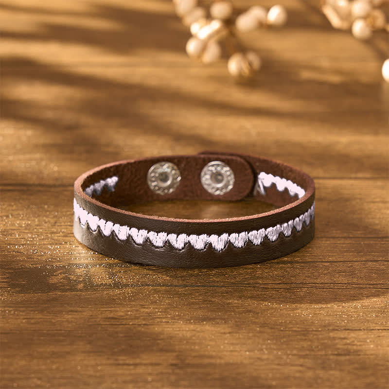 Buddha Stones Bracciale regolabile in pelle con fibbia protettiva ricamata a forma di cuore. - image 16