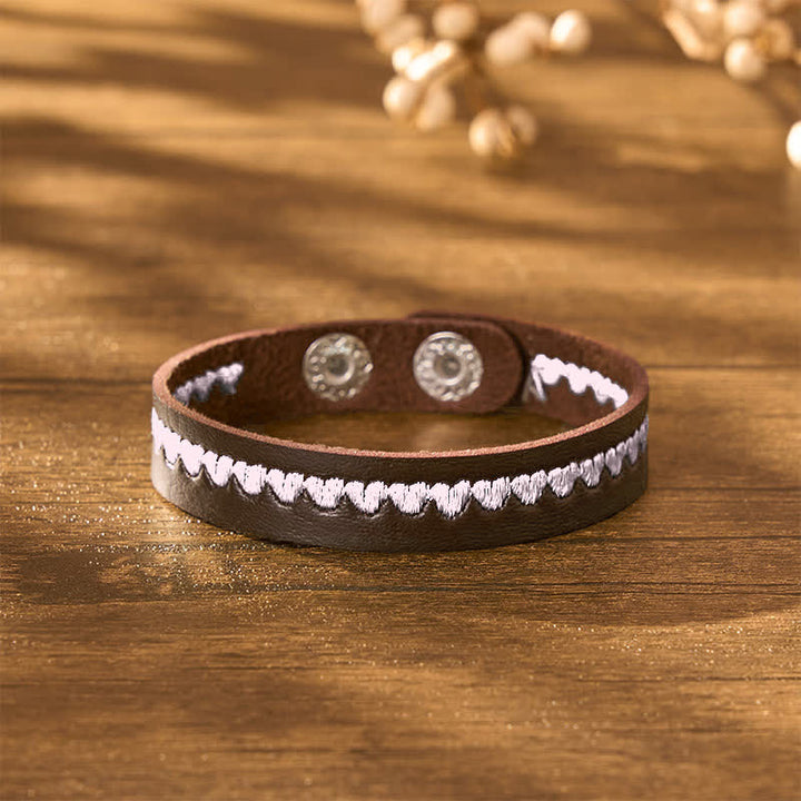 Buddha Stones Bracciale regolabile in pelle con fibbia protettiva ricamata a forma di cuore. - image 16