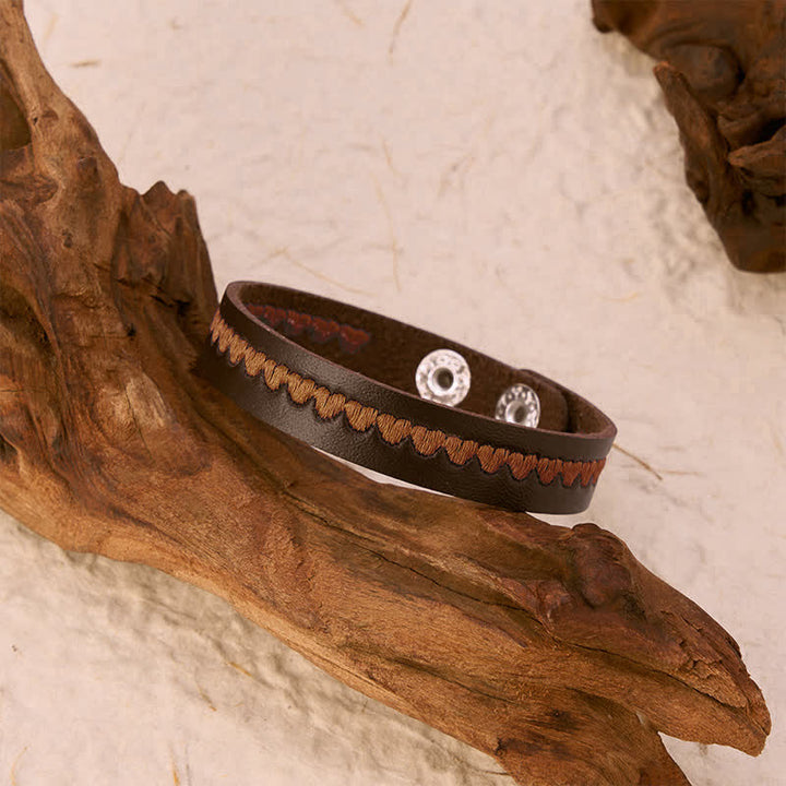 Buddha Stones Bracciale regolabile in pelle con fibbia protettiva ricamata a forma di cuore. - image 25
