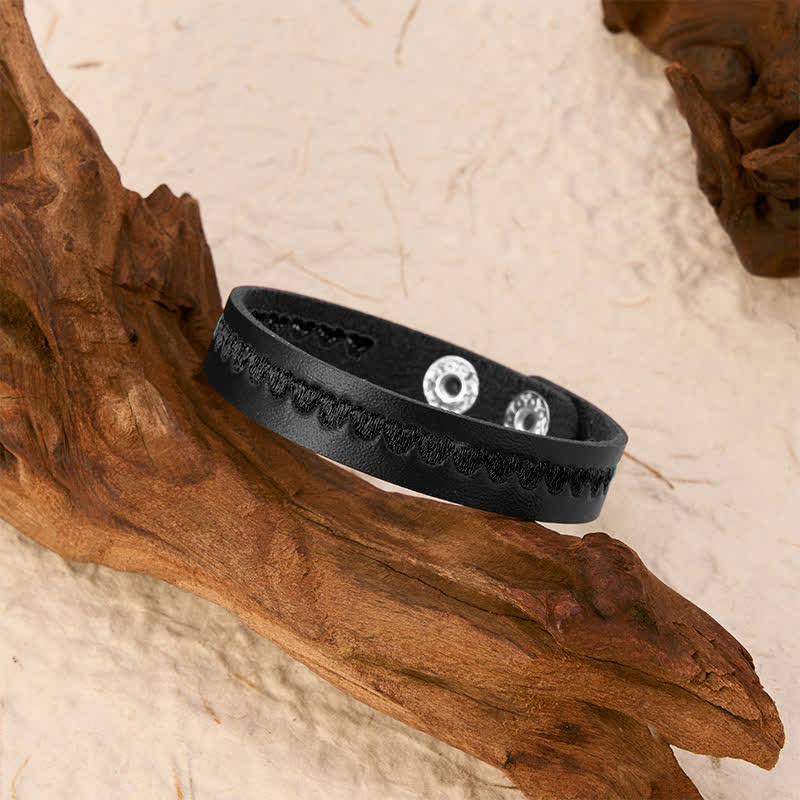 Buddha Stones Bracciale regolabile in pelle con fibbia protettiva ricamata a forma di cuore. - image 32