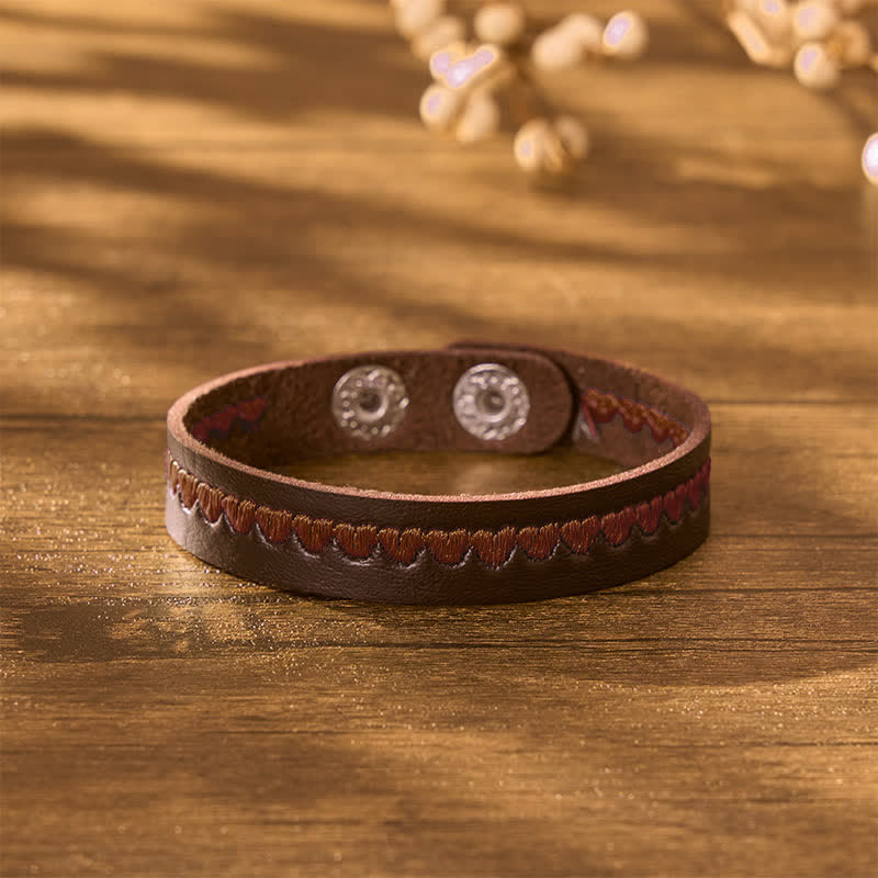 Buddha Stones Bracciale regolabile in pelle con fibbia protettiva ricamata a forma di cuore. - image 23
