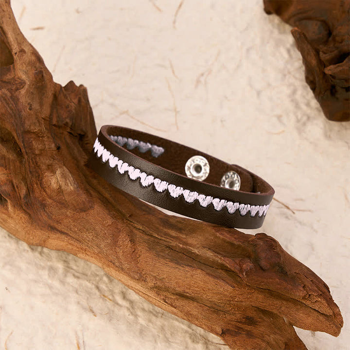 Buddha Stones Bracciale regolabile in pelle con fibbia protettiva ricamata a forma di cuore. - image 18