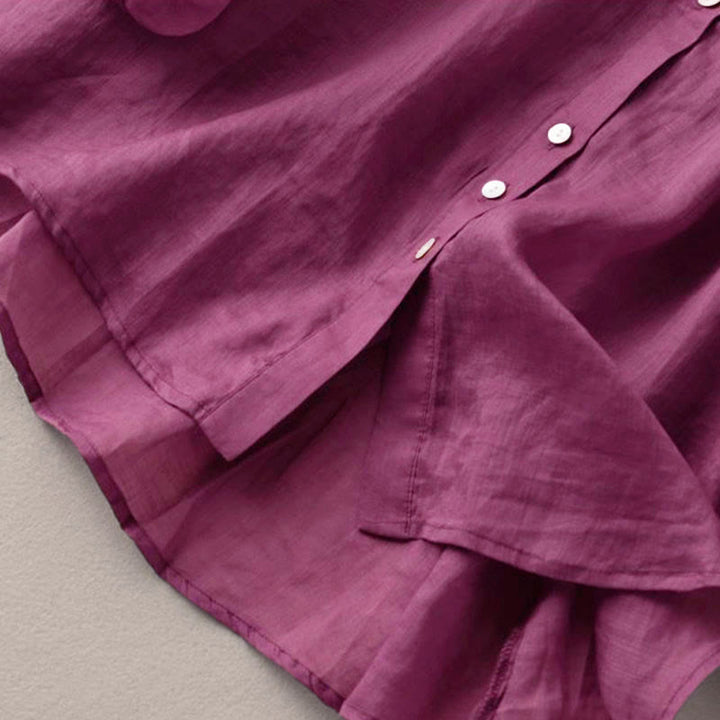 Camicia da donna vintage con bottoni e maniche a tre quarti a sbuffo e scollo a V, con stampa Buddha Stones. - image 8