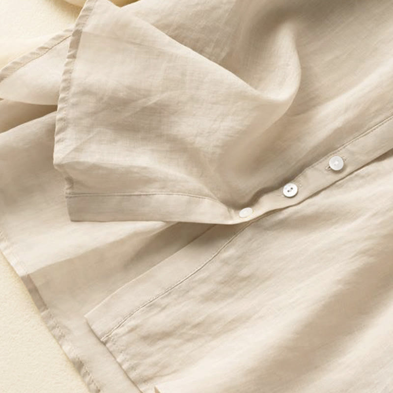 Camicia da donna vintage con bottoni e maniche a tre quarti a sbuffo e scollo a V, con stampa Buddha Stones. - image 11
