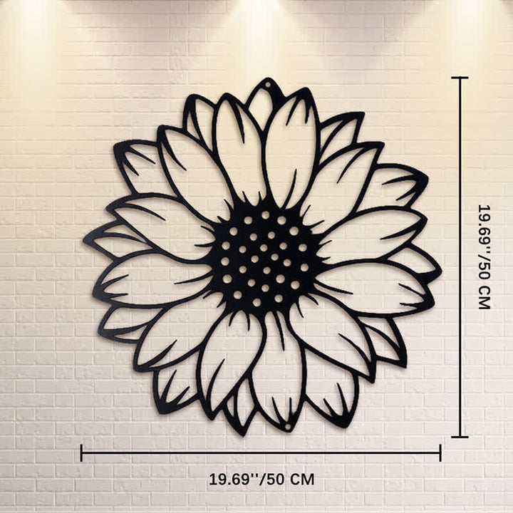 Buddha Stones Decorazione murale rotonda in ferro con girasoli floreali, energia energetica - Nero - Circa 50 cm x 50 cm x 0,12 cm / 19,69 pollici x 19,69 pollici x 0,05 pollici - image 11