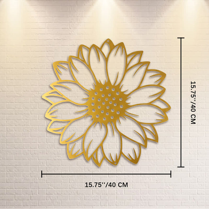 Buddha Stones Decorazione murale rotonda in ferro con girasoli floreali, energia energetica - Oro - Circa 40 cm x 40 cm x 0,1 cm / 15,75 pollici x 15,75 pollici x 0,04 pollici - image 25