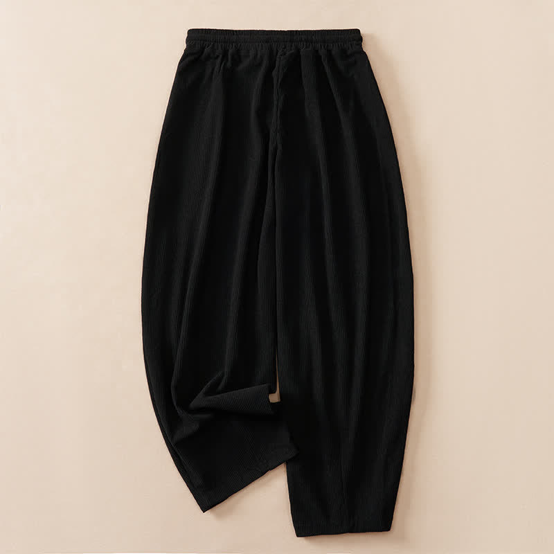 Buddha Stones Pantaloni corti da donna a tinta unita con coulisse, ideali per autunno/inverno, modello harem con tasche. - image 8