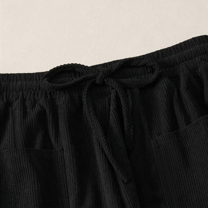 Buddha Stones Pantaloni corti da donna a tinta unita con coulisse, ideali per autunno/inverno, modello harem con tasche. - image 11