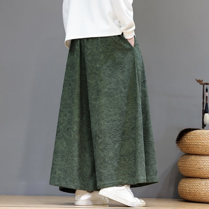 Buddha Stones Pantaloni da uomo a gamba larga in velluto a coste, stile vintage, con coulisse, per autunno/inverno. - image 4