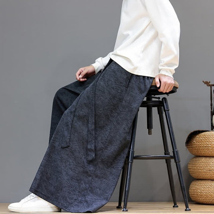 Buddha Stones Pantaloni da uomo a gamba larga in velluto a coste, stile vintage, con coulisse, per autunno/inverno. - image 18