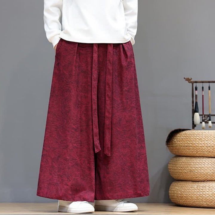 Buddha Stones Pantaloni da uomo a gamba larga in velluto a coste, stile vintage, con coulisse, per autunno/inverno. - image 27