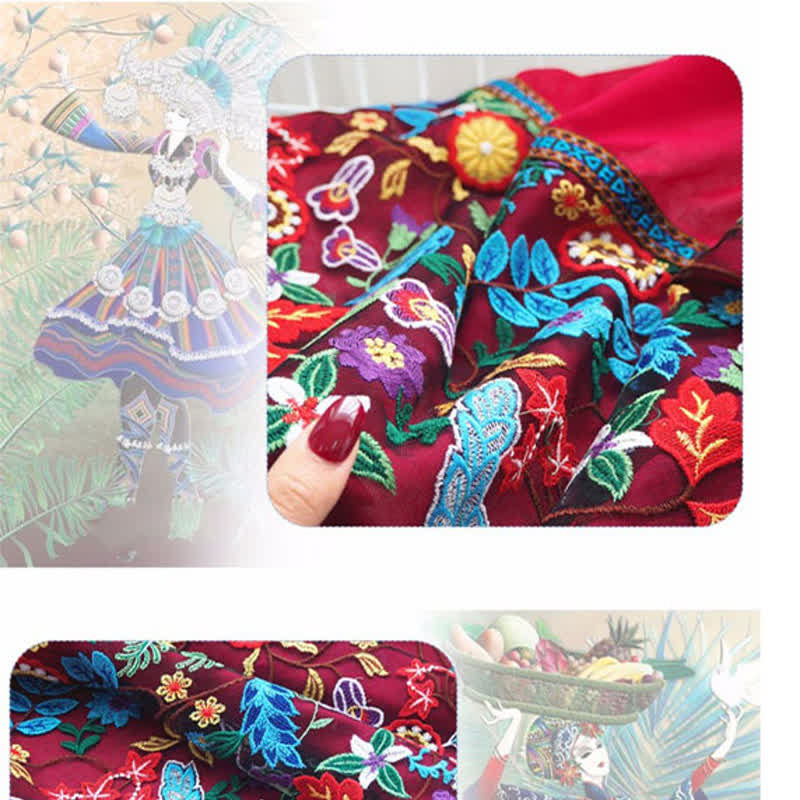 Buddha Stones Sciarpa sottile da donna in stile boho con ricami floreali e nappe, ideale per primavera e autunno. - image 8