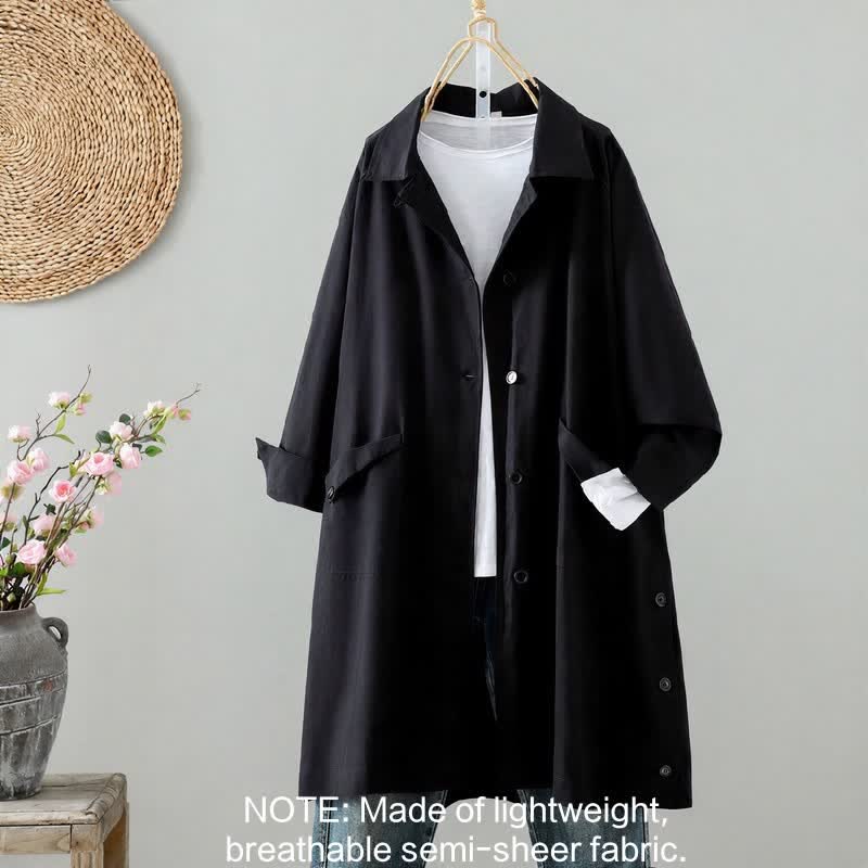 Giacca da donna minimalista, tinta unita, con bottoni e tasca, modello Buddha Stones, ideale per primavera e autunno. - image 12