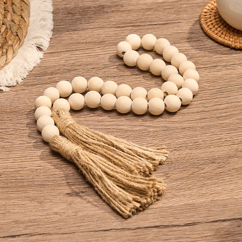Buddha Stones Decorazione da appendere con perline in macramè di legno naturale, stile Mindful Living. - image 1