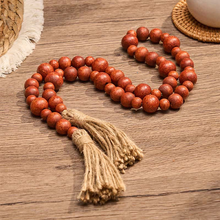 Buddha Stones Decorazione da appendere con doppia nappa di perline di legno rustico, stile Mindful Living. - image 10