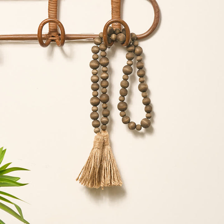Buddha Stones Decorazione da appendere con doppia nappa di perline di legno rustico, stile Mindful Living. - image 6