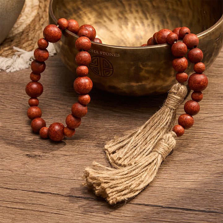 Buddha Stones Decorazione da appendere con doppia nappa di perline di legno rustico, stile Mindful Living. - image 13