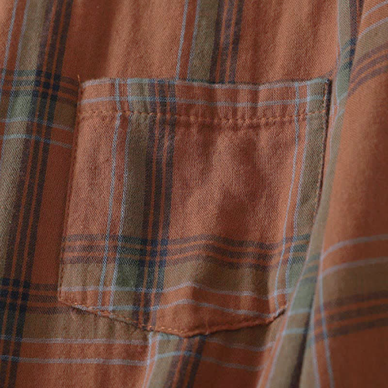 Buddha Stones Camicia da donna a maniche lunghe, classica, a quadri, con taschino applicato, ideale per l'autunno. - image 4